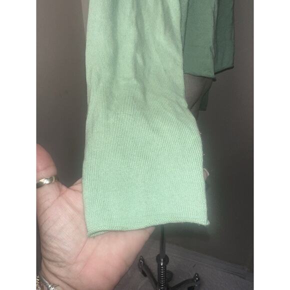 Eileen Fisher Women Green Open Front Hi-Lo Cardigan Sweater Silk Cashmere Sz L - Picture 6 of 12